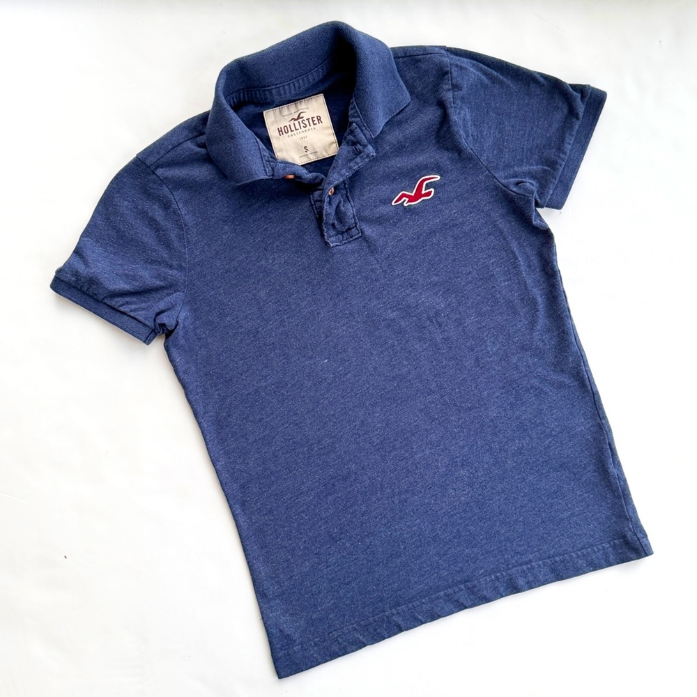 Hollister Blue Polo Shirt with Red Logo